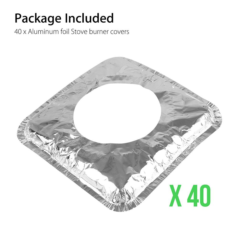 40Pcs Aluminum Foil Gas Top Disposable Bib Liners Stove Covers