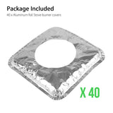 40Pcs Aluminum Foil Gas Top Disposable Bib Liners Stove Covers - Low Angle