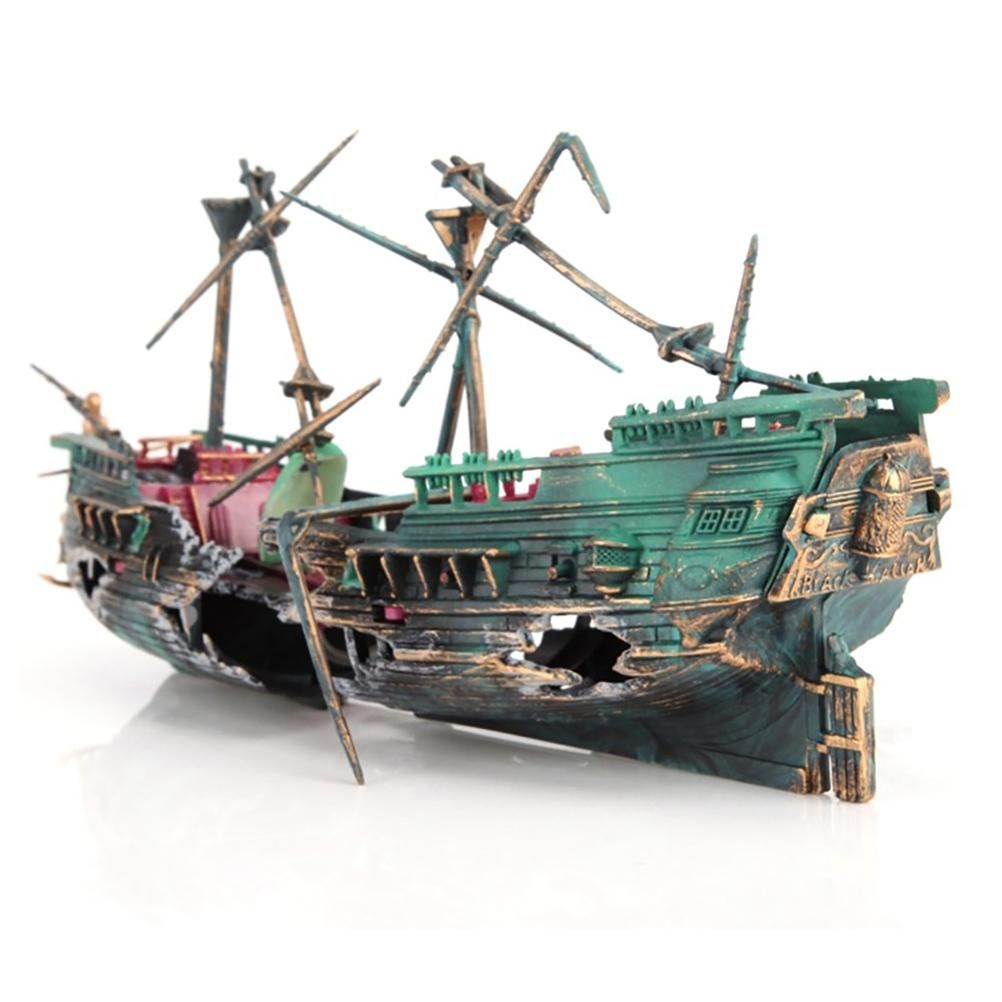 Aquarium Shipwreck Decorations Set Resin Ship Fish Tank Ornaments for Aquarium Environments Decor Accessories