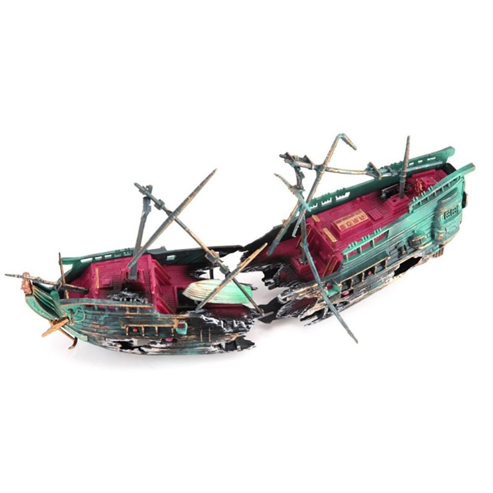 Aquarium Shipwreck Decorations Set Resin Ship Fish Tank Ornaments for Aquarium Environments Decor Accessories