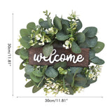 Artificial Wreath Leaves Branch Garland Welcome Sign Door Wreath Welcome Door Sign Wall Wreath for Living Room Wall Decoration