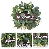 Artificial Wreath Leaves Branch Garland Welcome Sign Door Wreath Welcome Door Sign Wall Wreath for Living Room Wall Decoration
