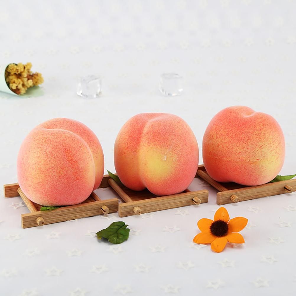 6PCS Artificial Peaches Simulation Peaches Fruits Vivid Props for Home Fruit Shop Supermarket Desk Decoration