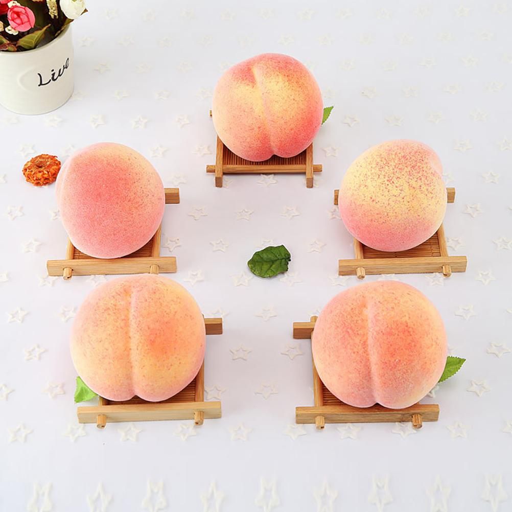 6PCS Artificial Peaches Simulation Peaches Fruits Vivid Props for Home Fruit Shop Supermarket Desk Decoration