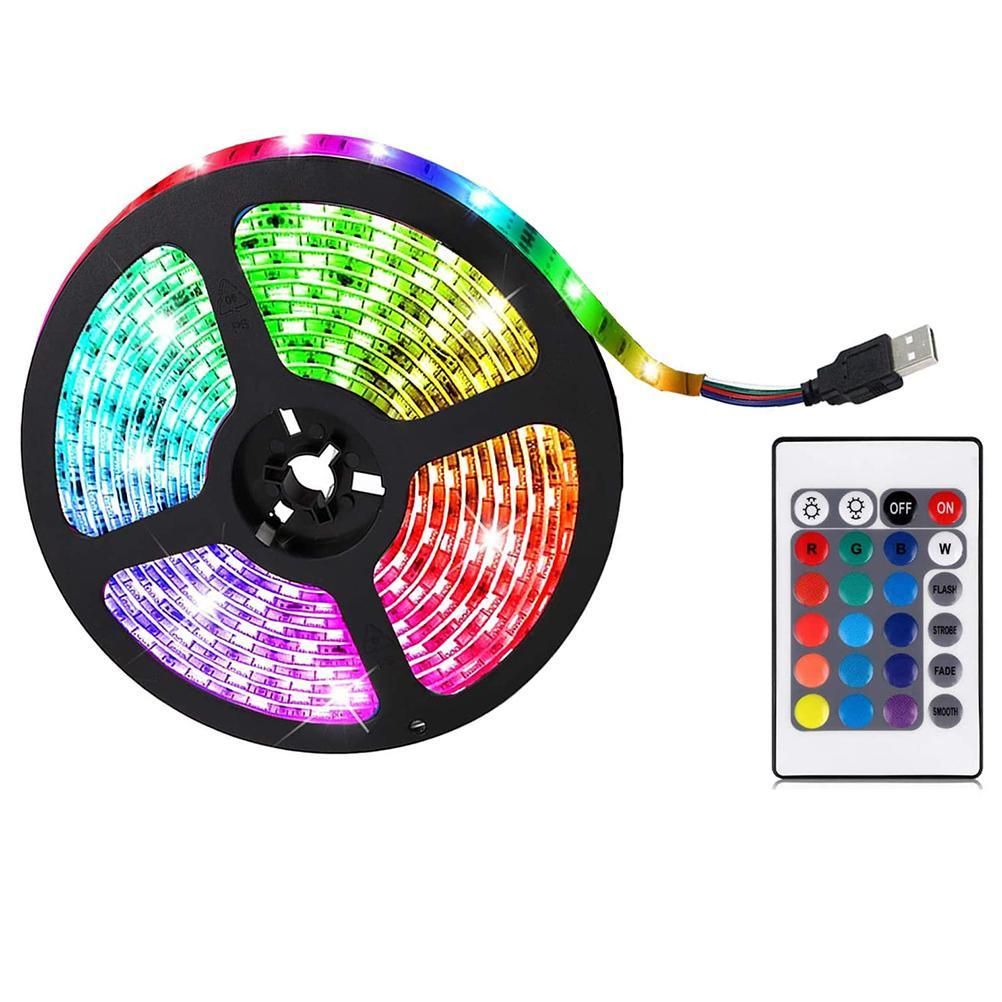 5V USB Led Strip Lights 16 Colors and 4 Modes Waterproof Flexible Color Changing RGB LED Light Strip with Rmote Control