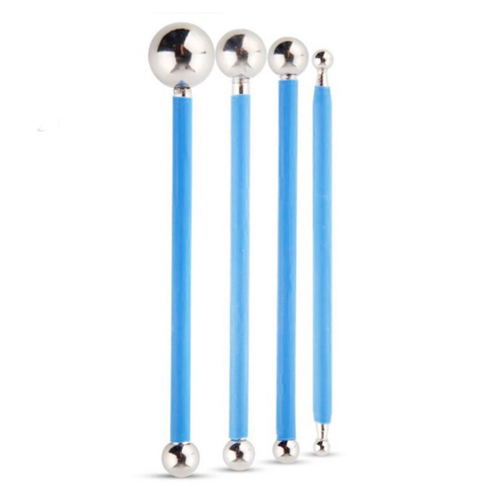 4PCS DIY Stainless Steel Polymer Clay Tools Sculpture Tool Toy Molding Balls Sticks Non Slip Durable Carving Pen