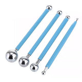 4PCS DIY Stainless Steel Polymer Clay Tools Sculpture Tool Toy Molding Balls Sticks Non Slip Durable Carving Pen - Top-Down View