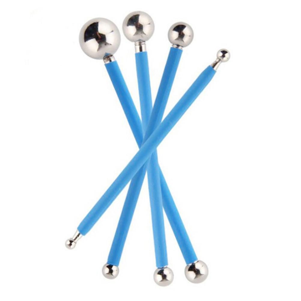 4PCS DIY Stainless Steel Polymer Clay Tools Sculpture Tool Toy Molding Balls Sticks Non Slip Durable Carving Pen