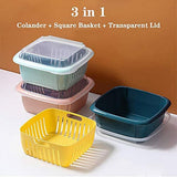 Kitchen Colander with Lid Household Double Layer Basket Multifunction Storage Containers for Fruits Vegetable - Side View