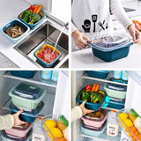 Kitchen Colander with Lid Household Double Layer Basket Multifunction Storage Containers for Fruits Vegetable