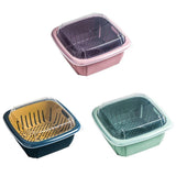 Kitchen Colander with Lid Household Double Layer Basket Multifunction Storage Containers for Fruits Vegetable