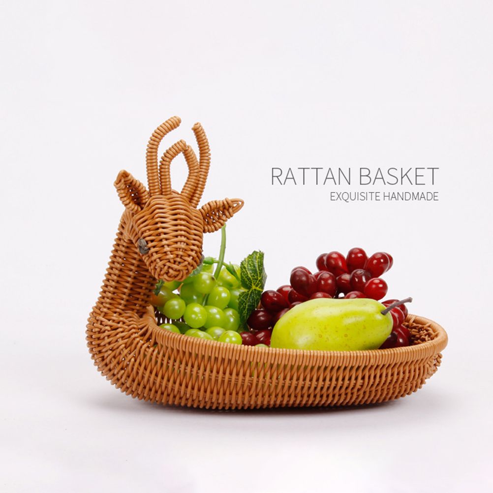 Simulation Rattan Woven Basket Storage Basket Fruit Basket Animal Shape Storage Basket Display Basket