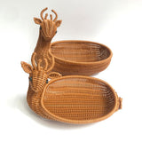 Simulation Rattan Woven Basket Storage Basket Fruit Basket Animal Shape Storage Basket Display Basket - Close-Up Angle