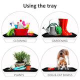 3Pcs Washable Boot Tray Garden Shoe Plate Multifunctional Tray for Plants Pets Tools - Top-Down View