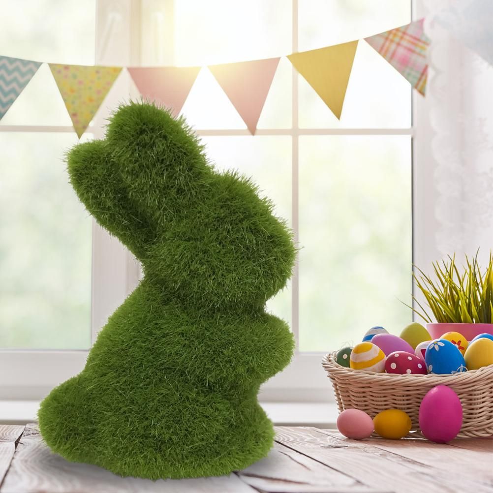 Artificial Moss Bunny Garden Statues Ornaments Durable Lightweight Artificial Animal Ornament for Cupboard Office