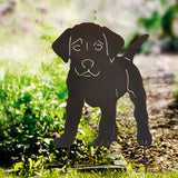 Metal Garden Dog Statue Decorative Stakes Animal Silhouette for Garden Home Decor Outdoor Gifts - Side View
