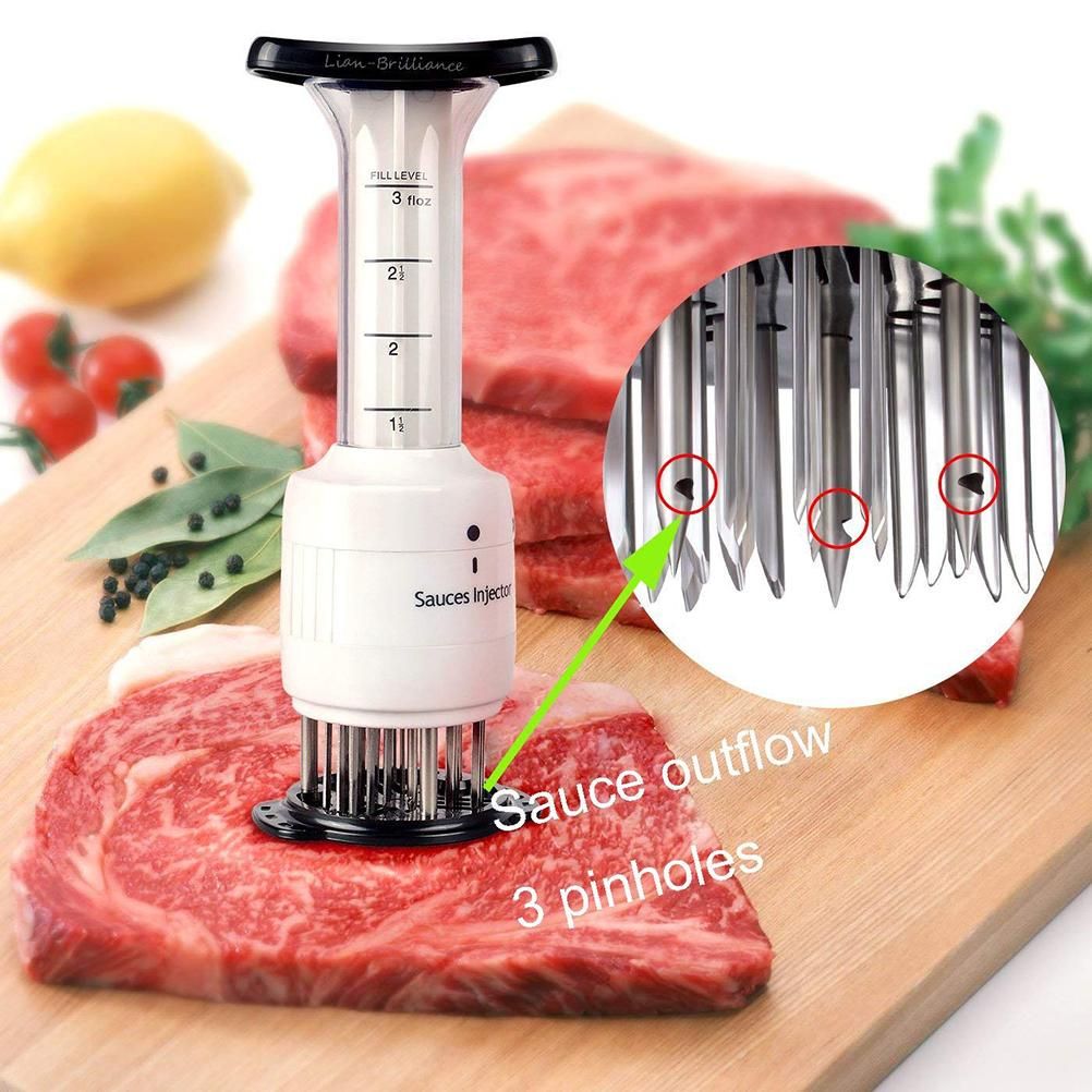Sauce Injector Meat Marinade Injector with 27 Stainless Steel Needle 3 Oz Marinade Flavor Syringe