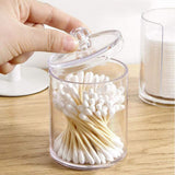 3PCS Clear Acrylic Cotton Swab Container Organizer Multipurpose Durable Transparent Acrylic Bathroom Cotton Balls Jar - Front View