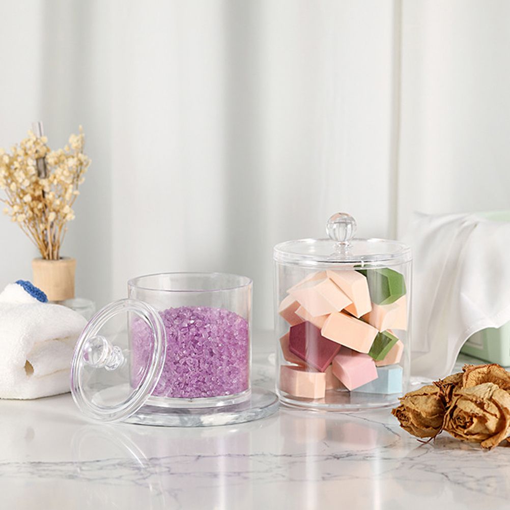 3PCS Clear Acrylic Cotton Swab Container Organizer Multipurpose Durable Transparent Acrylic Bathroom Cotton Balls Jar