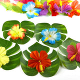 108 Pieces Hawaiian Tropical Party Decoration Set Leaves Flowers Umbrellas for Hawaiian Party Beach Theme