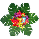 108 Pieces Hawaiian Tropical Party Decoration Set Leaves Flowers Umbrellas for Hawaiian Party Beach Theme - Low Angle