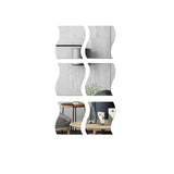 6PCS 3D Wave Mirror Wall Sticker Self Adhesive Home Decoration