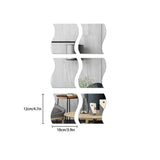 6PCS 3D Wave Mirror Wall Sticker Self Adhesive Home Decoration - Front View