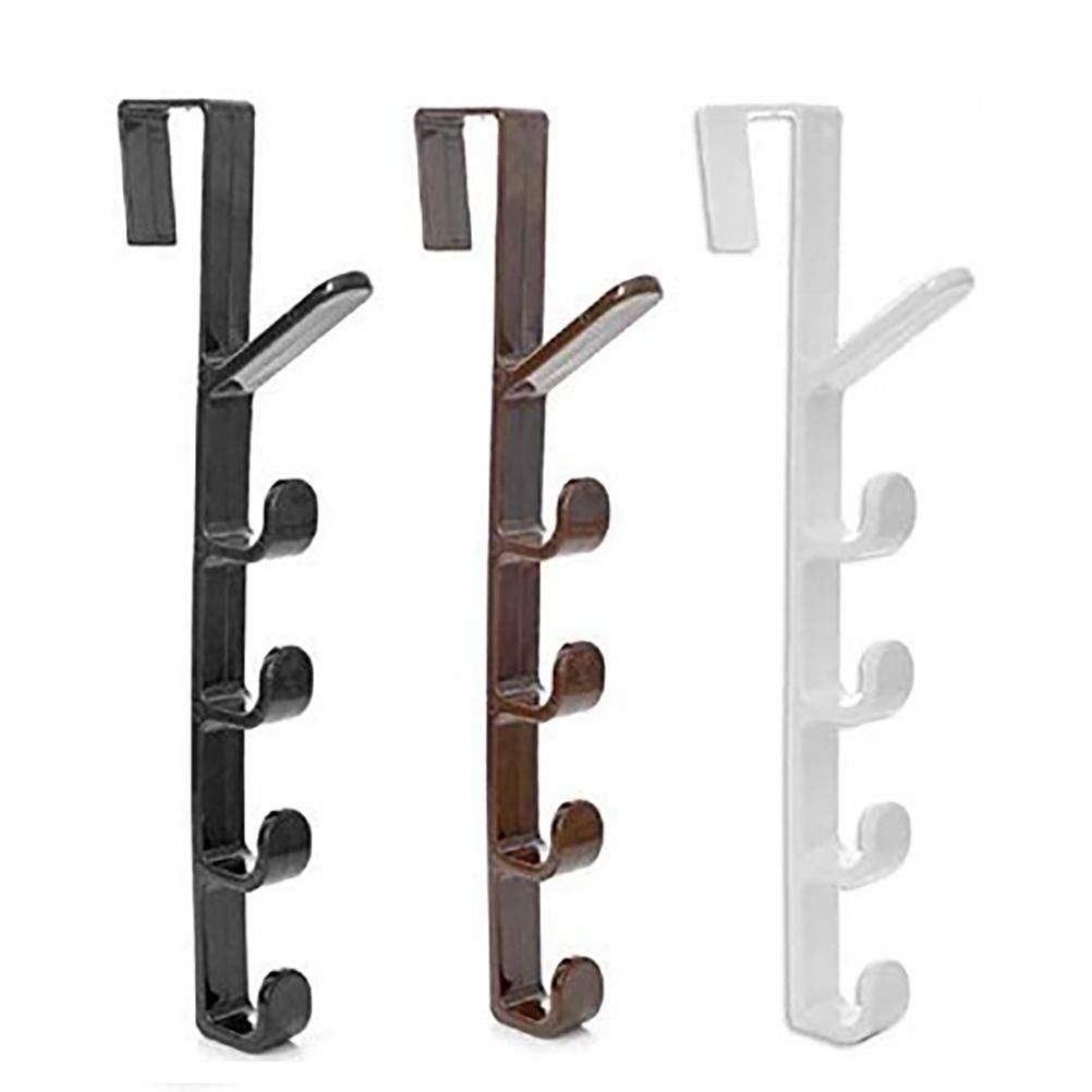 2 Pack Door Hook with 5 Hooks Door Organizer Rack Hanger Backpack Handbag Clothes Coat Hook for Home