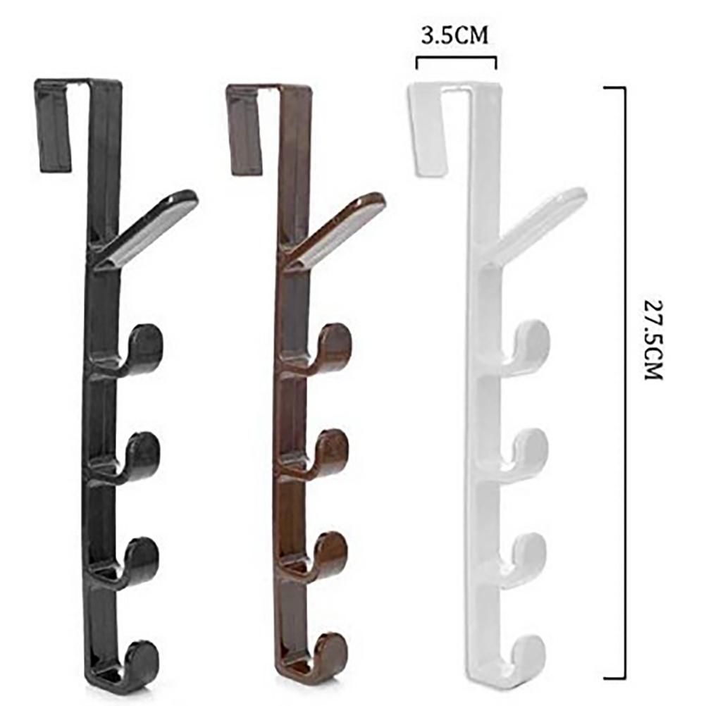 2 Pack Door Hook with 5 Hooks Door Organizer Rack Hanger Backpack Handbag Clothes Coat Hook for Home