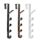 2 Pack Door Hook with 5 Hooks Door Organizer Rack Hanger Backpack Handbag Clothes Coat Hook for Home
