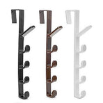 2 Pack Door Hook with 5 Hooks Door Organizer Rack Hanger Backpack Handbag Clothes Coat Hook for Home