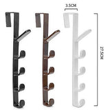 2 Pack Door Hook with 5 Hooks Door Organizer Rack Hanger Backpack Handbag Clothes Coat Hook for Home
