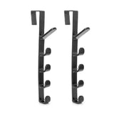 2 Pack Door Hook with 5 Hooks Door Organizer Rack Hanger Backpack Handbag Clothes Coat Hook for Home - Top-Down View