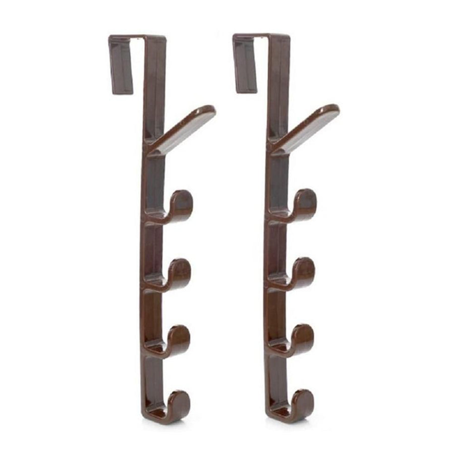 2 Pack Door Hook with 5 Hooks Door Organizer Rack Hanger Backpack Handbag Clothes Coat Hook for Home
