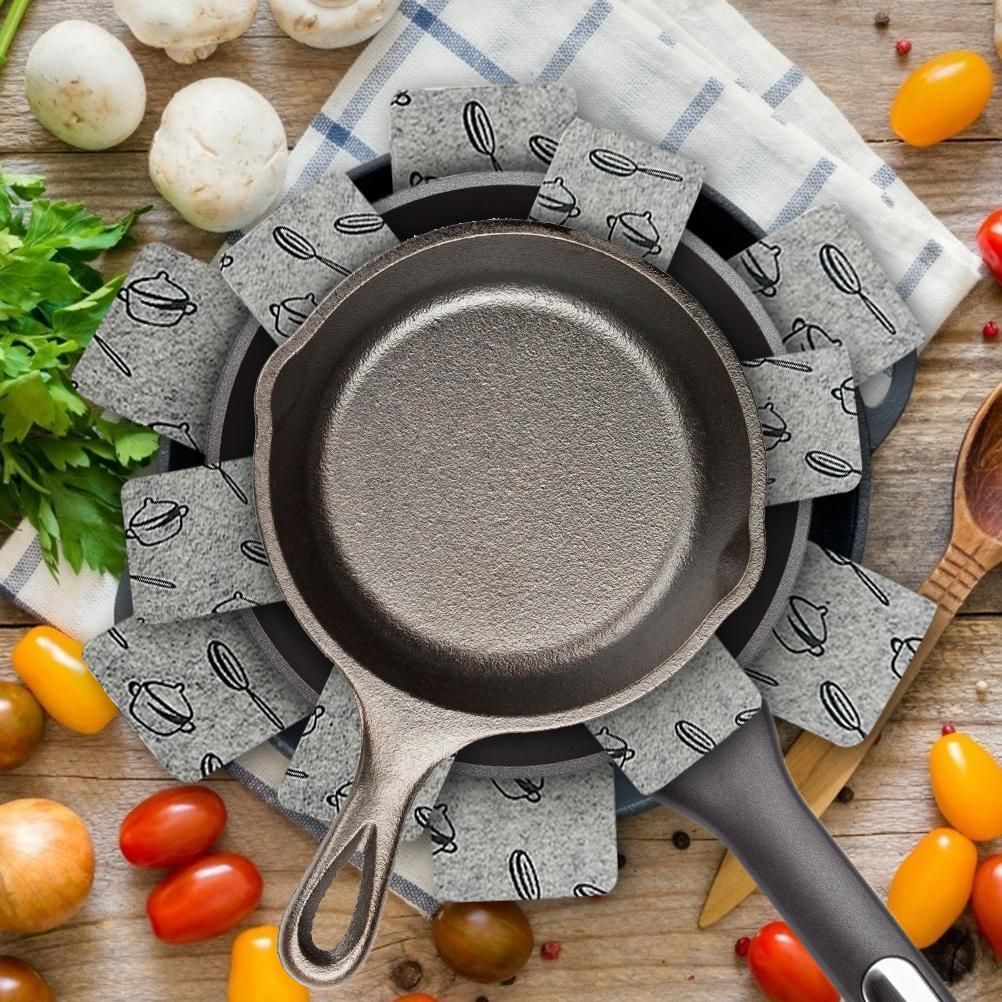 12pcs Pot Pan Protectors Non Woven Divider Pads Reusable Pot Protection Pads for Storing Frying Pans Baking Trays