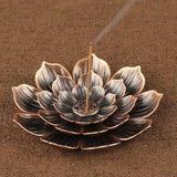 Multi Holes Lotus Incense Holder Zinc Alloy Incense Plate Stick Holder Ash Catcher - 45-Degree Angle