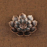 Multi Holes Lotus Incense Holder Zinc Alloy Incense Plate Stick Holder Ash Catcher - Rear View