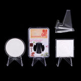 12PCS Mini Acrylic Display Stands Transparent Coin Display Easel for Home Shop Exhibitions - Rear View