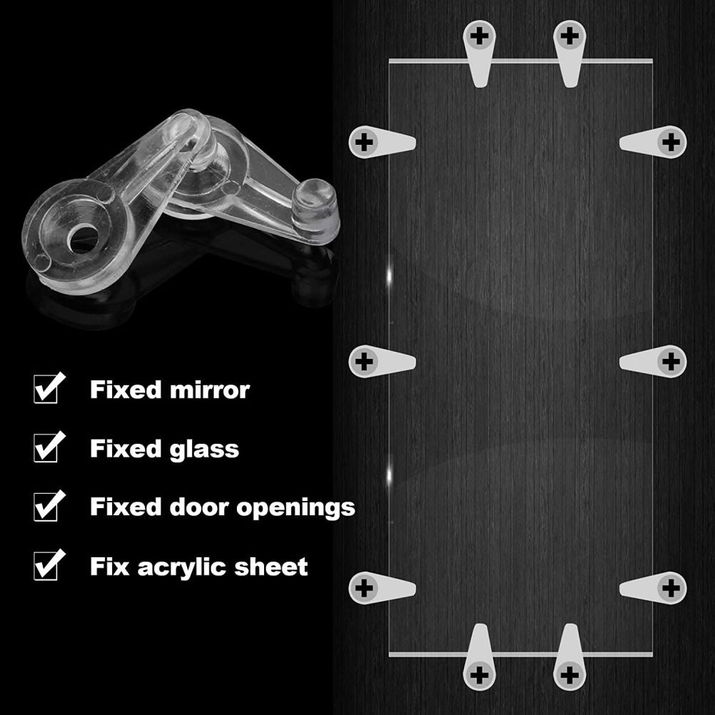 50PCS Glass Retainer Clips Glass Panel Clips Mirror Clips Non Slip Waterproof Transparent Fixed Buckle