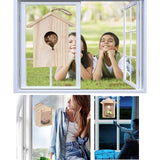 Birdhouse Bird Feeder Wooden Hanging Nest Box Outdoor Window Cage with Suction Cups - 45-Degree Angle