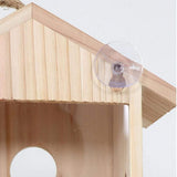 Birdhouse Bird Feeder Wooden Hanging Nest Box Outdoor Window Cage with Suction Cups - Rear View