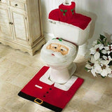 Christmas Pattern Mildew Proof Waterproof Bathroom Toilet Seat Cover Foot Pad and Water Tank Cover Set - Front View