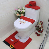 Christmas Pattern Mildew Proof Waterproof Bathroom Toilet Seat Cover Foot Pad and Water Tank Cover Set - Side View