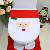 Christmas Pattern Mildew Proof Waterproof Bathroom Toilet Seat Cover Foot Pad and Water Tank Cover Set