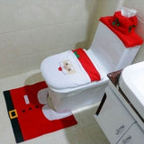 Christmas Pattern Mildew Proof Waterproof Bathroom Toilet Seat Cover Foot Pad and Water Tank Cover Set - 45-Degree Angle