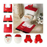Christmas Pattern Mildew Proof Waterproof Bathroom Toilet Seat Cover Foot Pad and Water Tank Cover Set