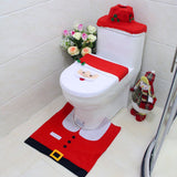 Christmas Pattern Mildew Proof Waterproof Bathroom Toilet Seat Cover Foot Pad and Water Tank Cover Set - Extra Image