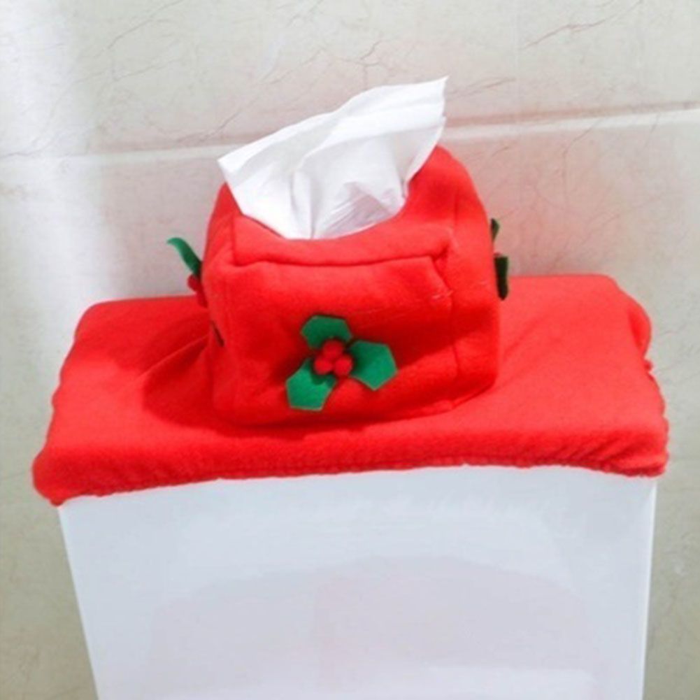 Christmas Pattern Mildew Proof Waterproof Bathroom Toilet Seat Cover Foot Pad and Water Tank Cover Set