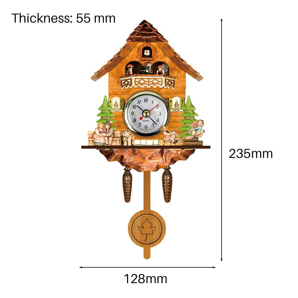 Cuckoo Clock Antique Wooden Cuckoo Birdhouse Wall Clock Home Decor Hanging Cuckoo Clock Auto Swing Bell Pendulum Home Decor