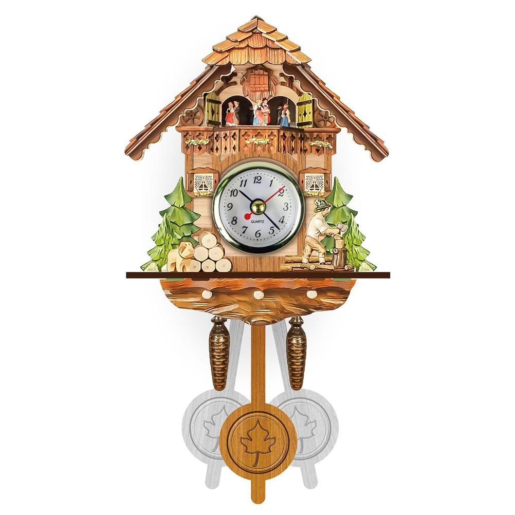 Cuckoo Clock Antique Wooden Cuckoo Birdhouse Wall Clock Home Decor Hanging Cuckoo Clock Auto Swing Bell Pendulum Home Decor